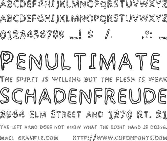 My Font Is Slimey font preview