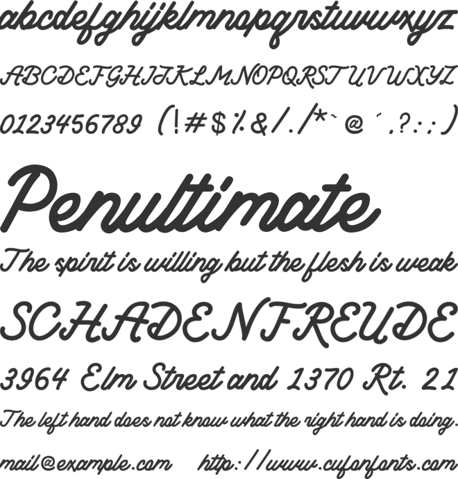 Sincerely font preview