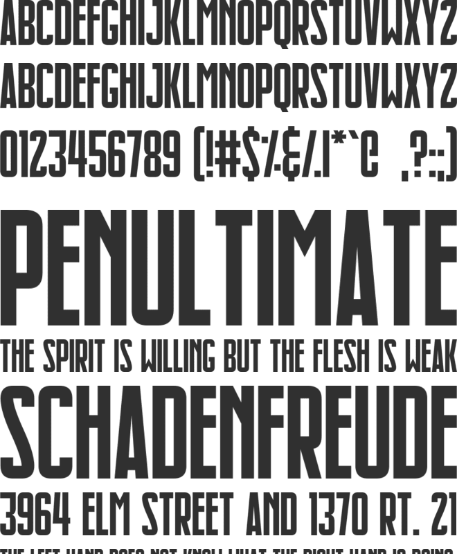 Slimlines font preview