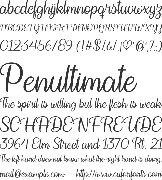 Bringing on the Heartbreak font preview