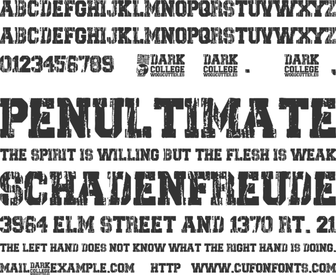 Dark College font preview
