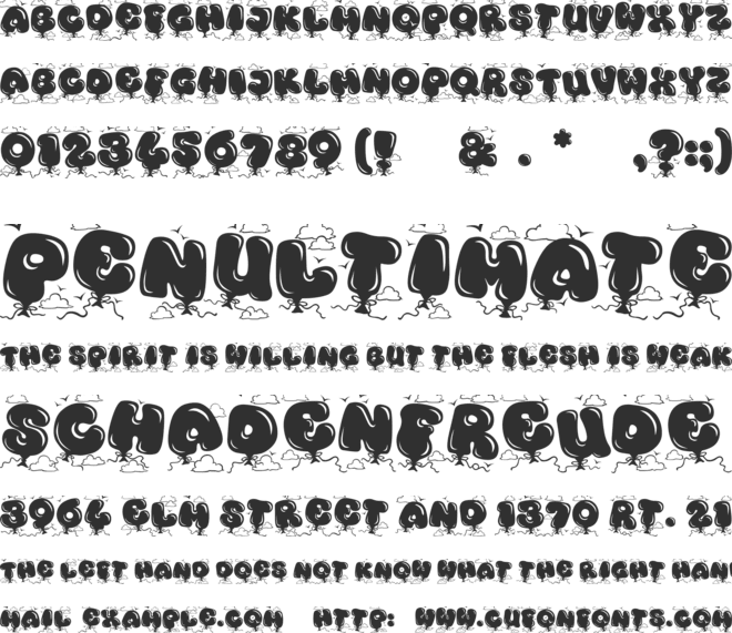 Kingthings Bloone! font preview