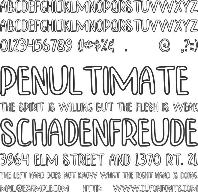 TINNY HURRY OUTLINE font preview