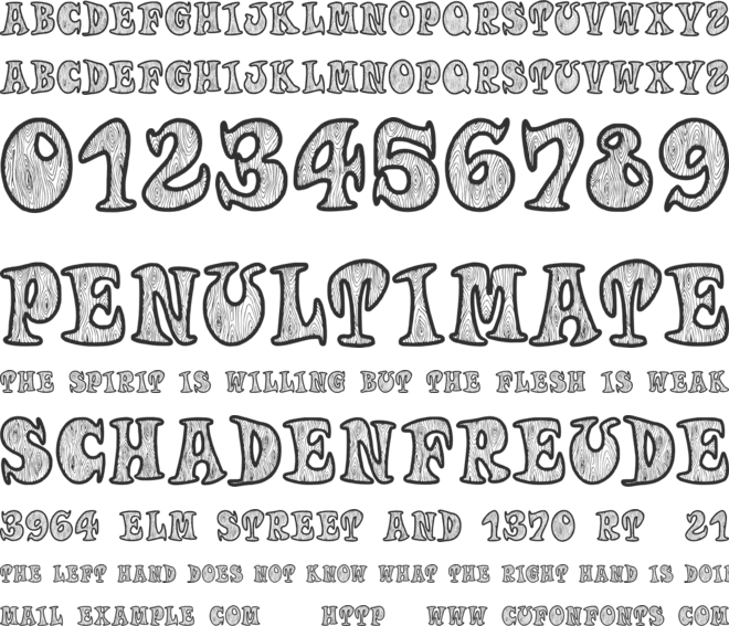 Woodys font preview
