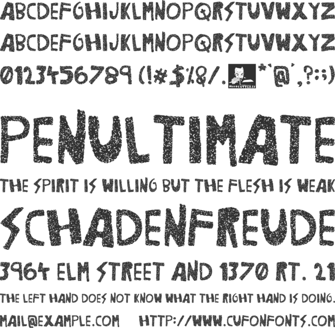 Woodcutter Noise font preview