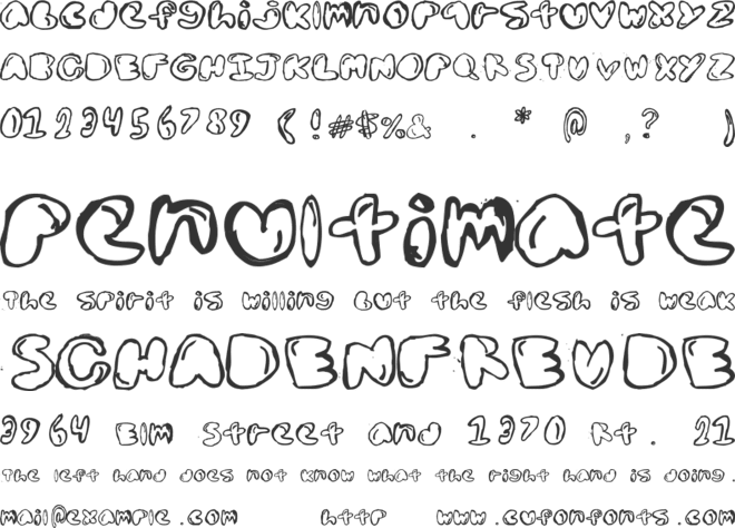 Boldded Nick font preview