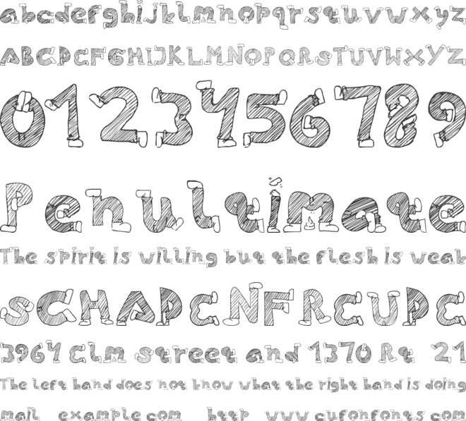 Skinny Jeans Doodles font preview