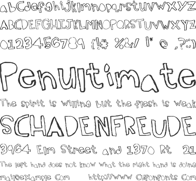 Topsy Turvy font preview