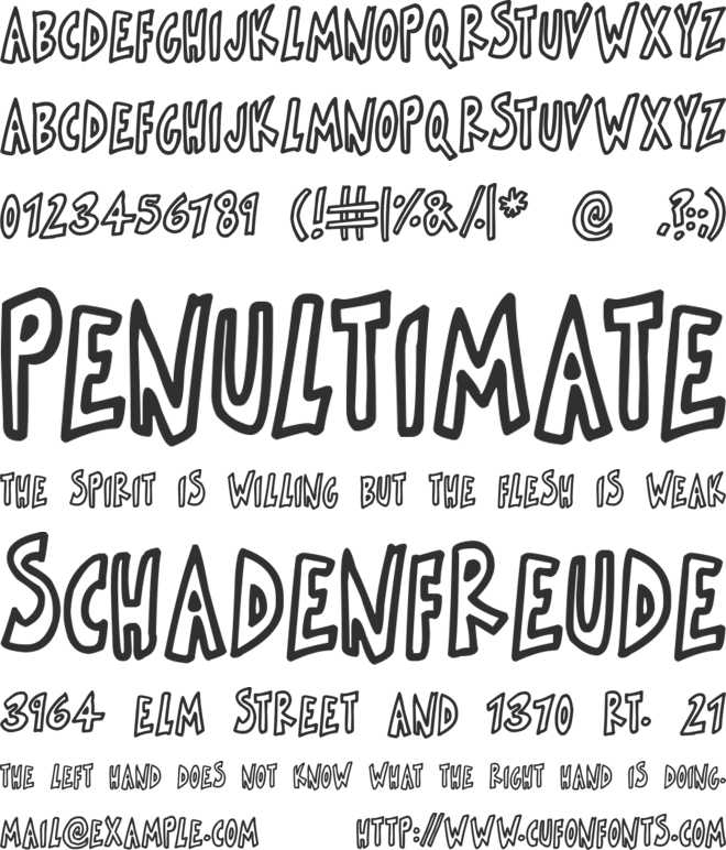 Skinnymalink font preview