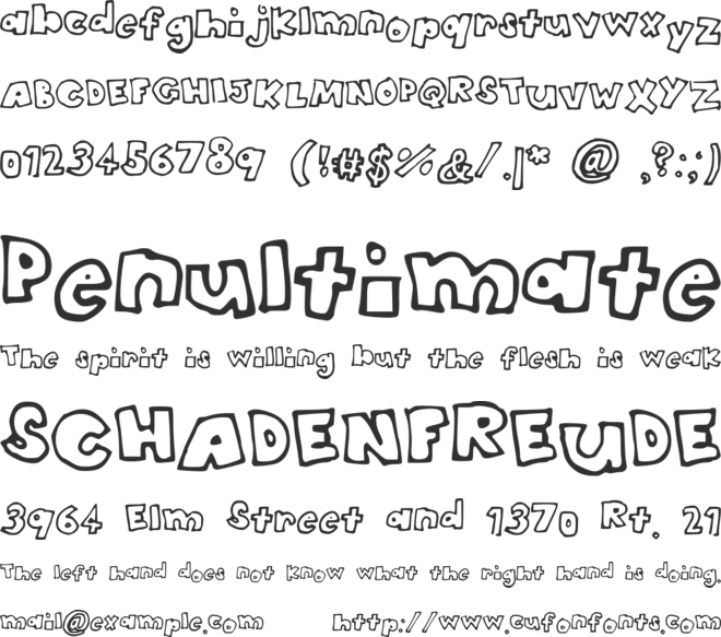 HeadintheClouds font preview