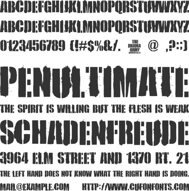 the Drama Army font preview