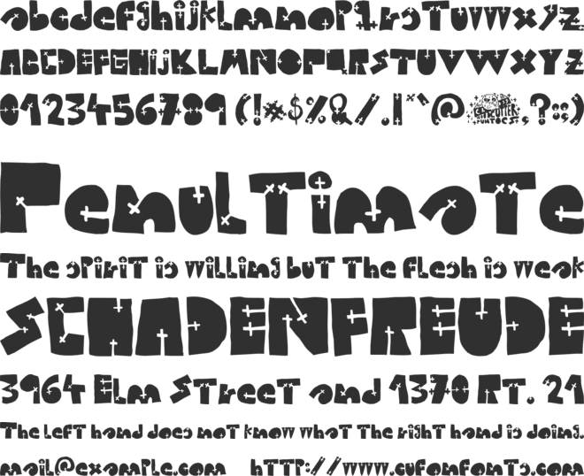 WOODCUTTER CROSS font preview