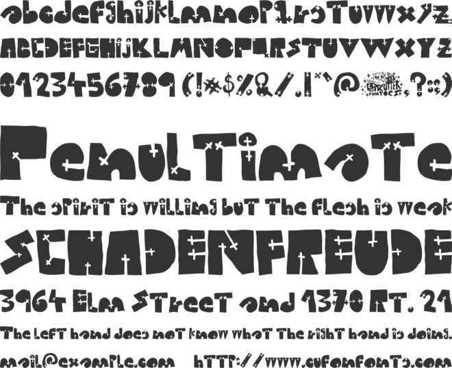 WOODCUTTER CROSS font preview