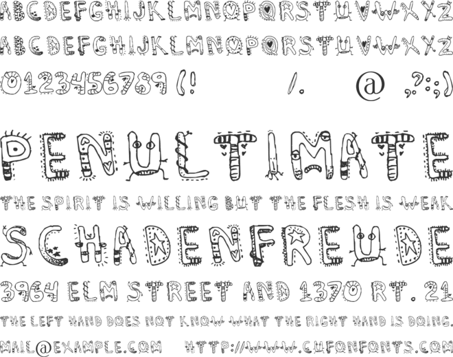 Denne's Aliens font preview