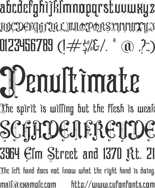 Dark power font preview