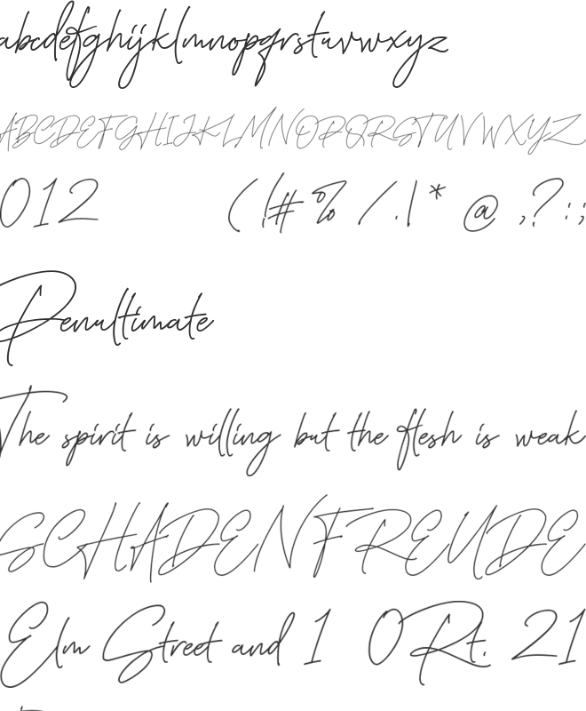 Fadeline Signature font preview
