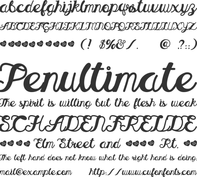 The Secret Love Reg font preview