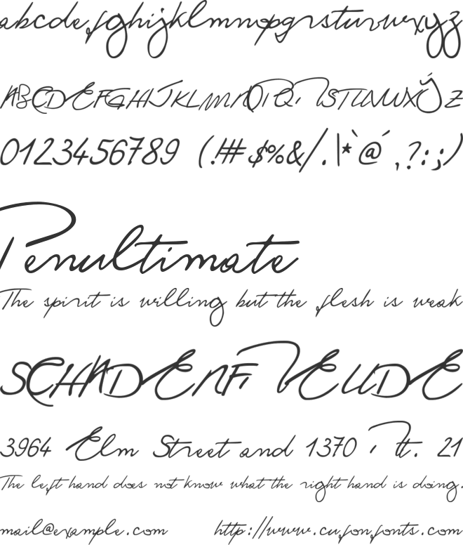 Ronald Handwriting font preview