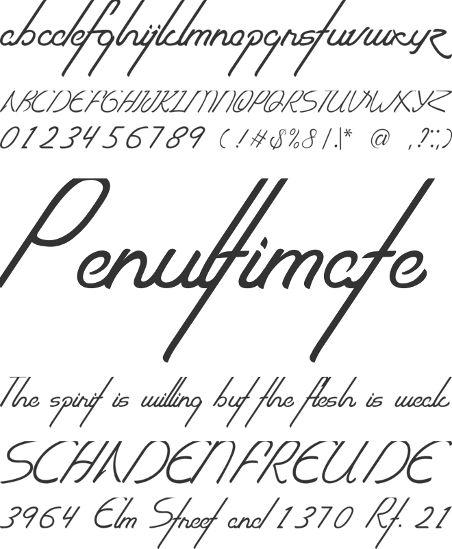 The Quadro font preview