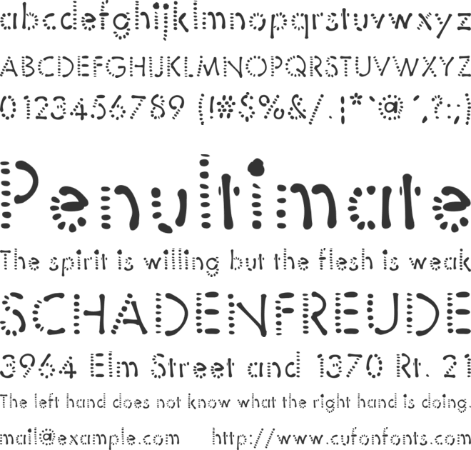 Sticks and spots font preview