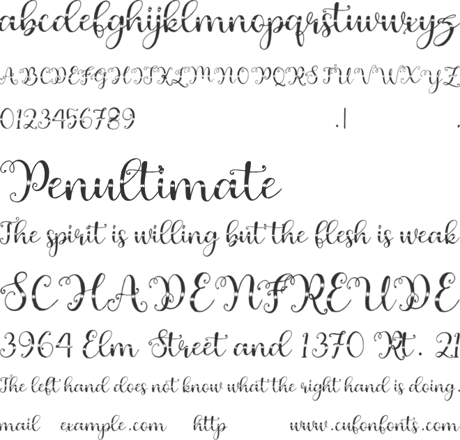 Andrila bonus font preview