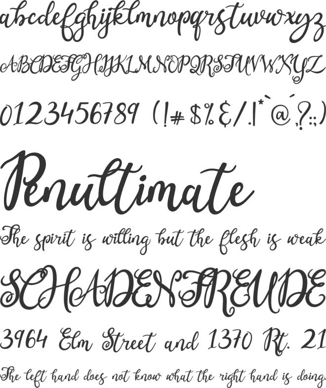 valentina font preview