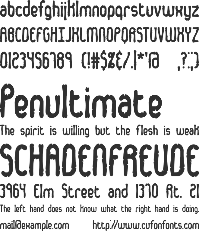 Dented font preview
