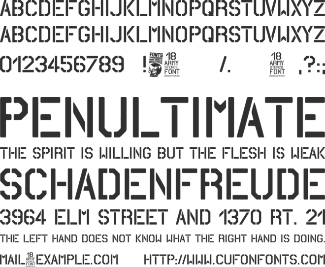 18 ARMY font preview