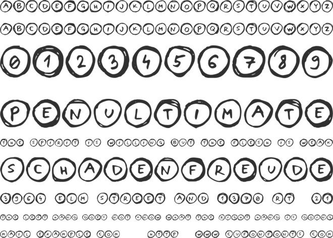Letters in Circles font preview