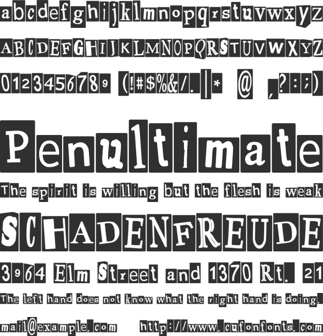 Pauls Ransom Note Font font preview