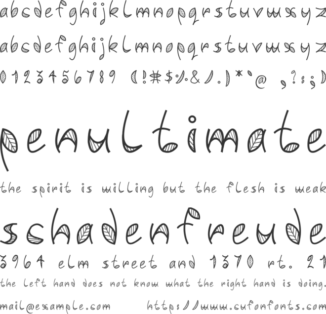 Leafy font font preview