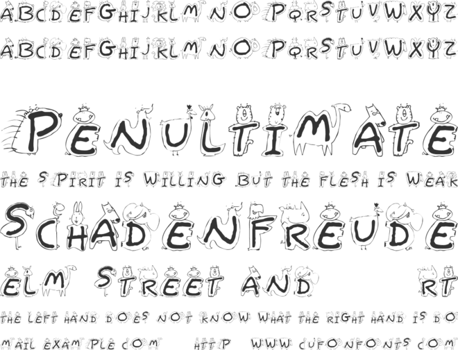 Bestioles font preview