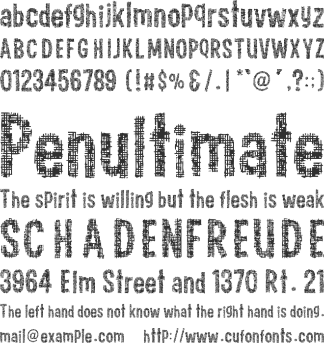 Woodcutter cloth font preview