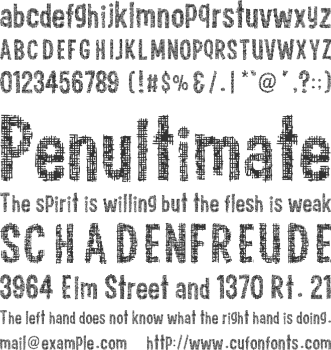 Woodcutter cloth font preview