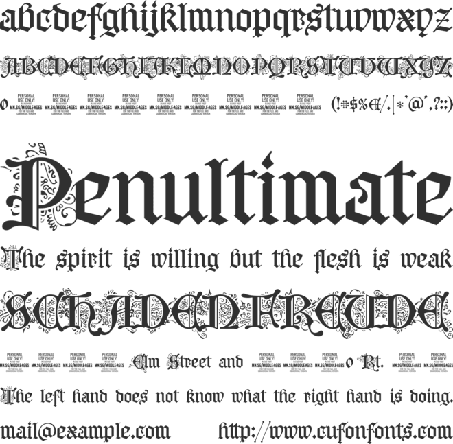 Middle Ages Deco PERSONAL USE font preview