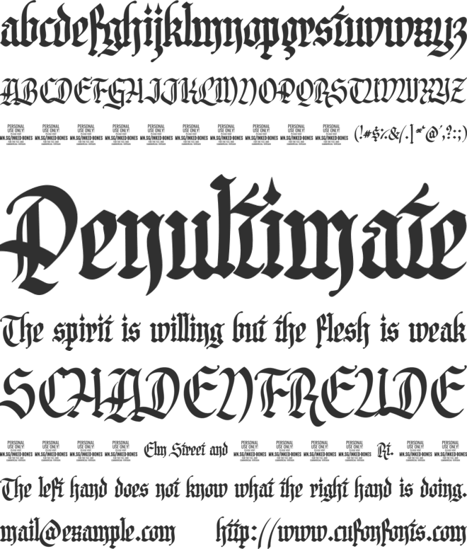 Inked Bones PERSONAL USE ONLY font preview