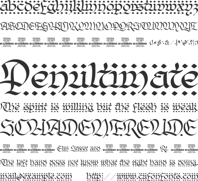 Odenburgh Deco PERSONAL USE font preview