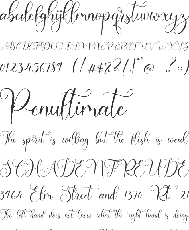 Endenesilia font preview