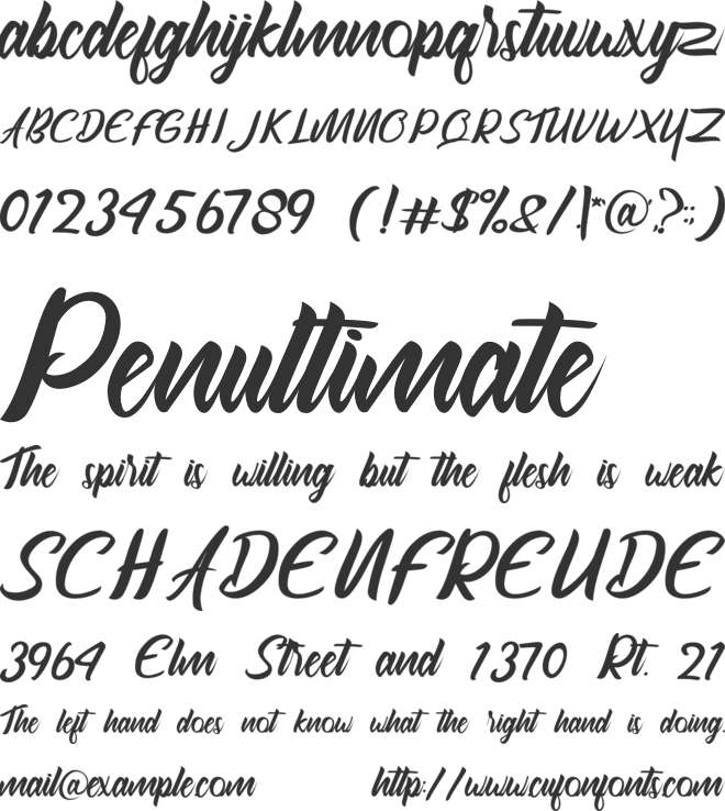 Sunrise font preview