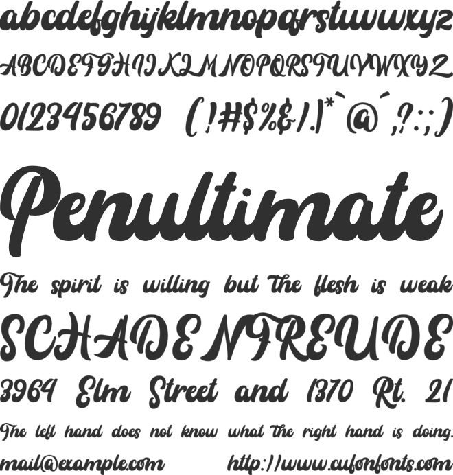 Rayhue font preview