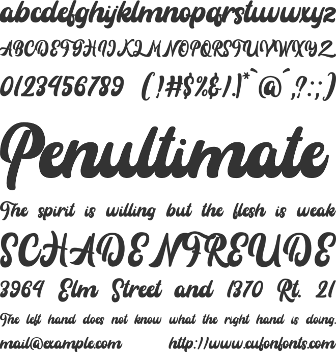 Rayhue font preview