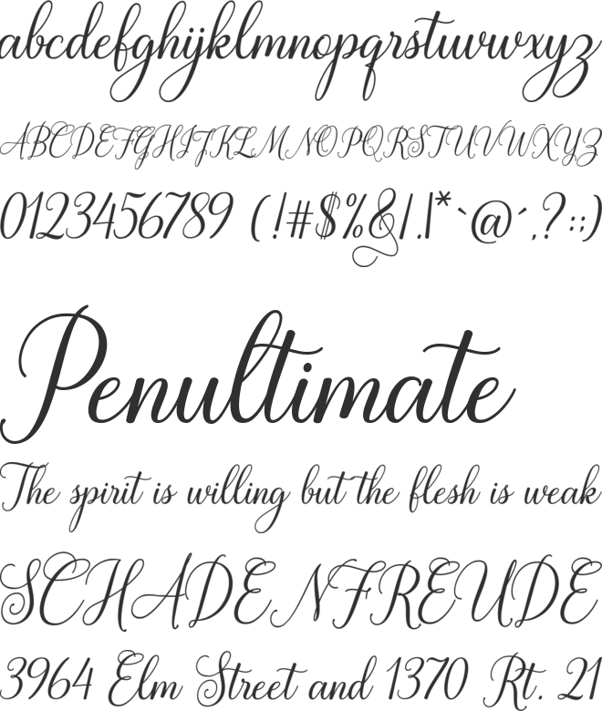 White Crystal Script font preview