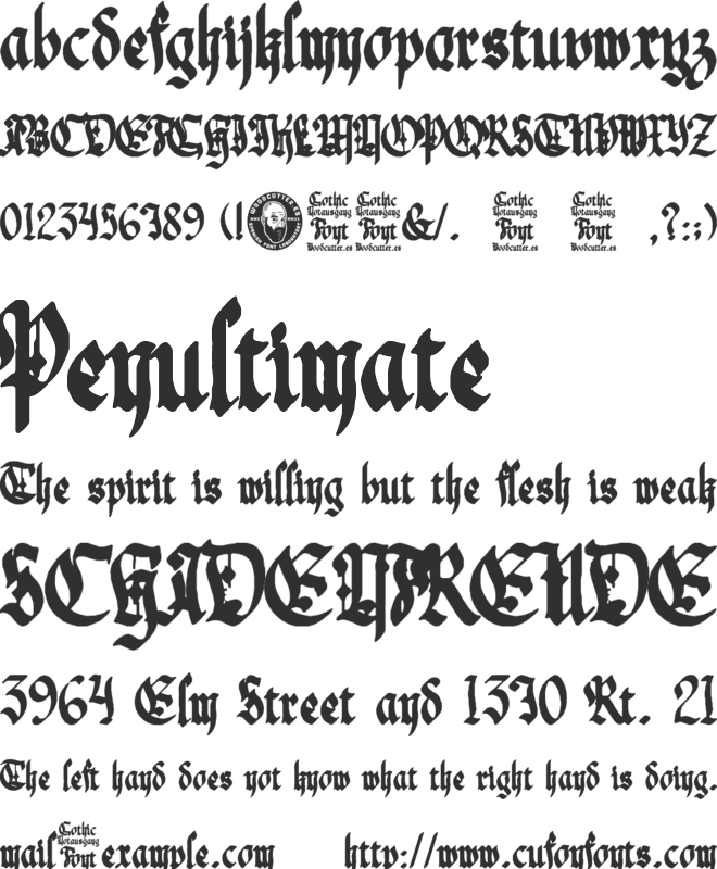 Gothic Notausgang font preview