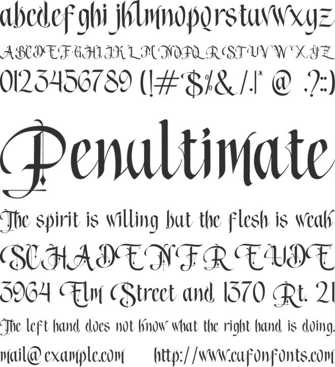 Song of coronos font preview
