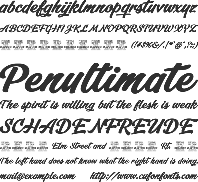 Lyster  PERSONAL USE ONLY font preview