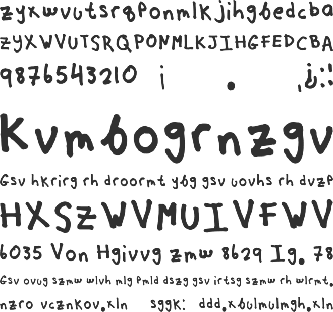 Reverse Alphabet font preview