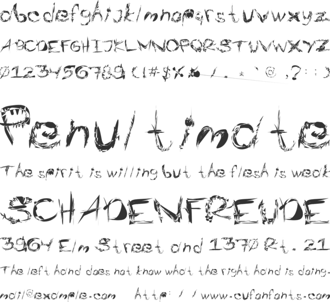 MSenderHesitationMarks01 font preview