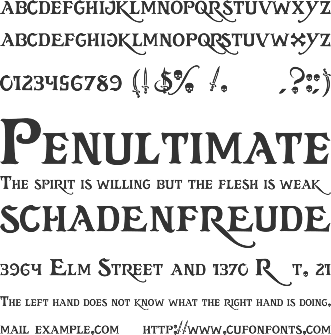 skullsandcrossbones font preview