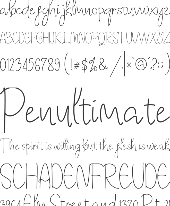 Kimberly Note font preview