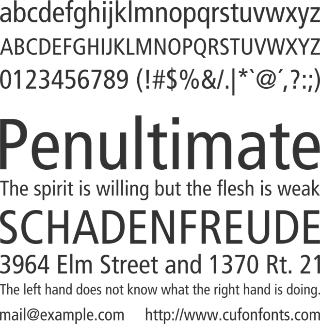 Frutiger LT Pro font preview